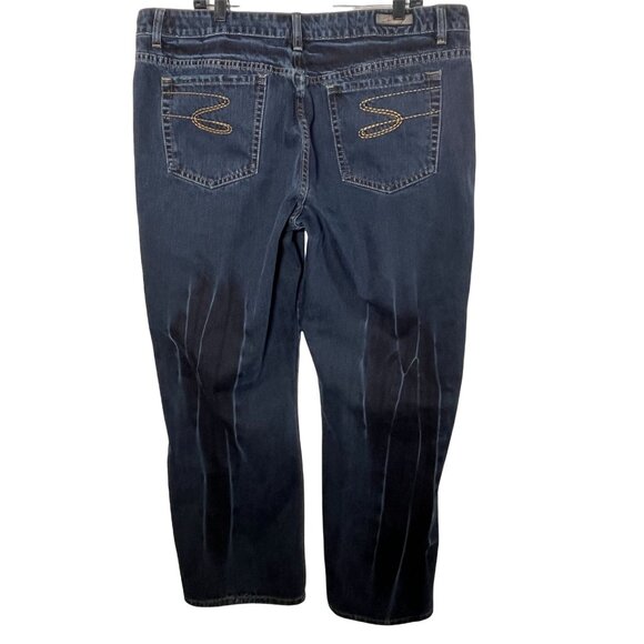 Seven7 High Rise Distressed Straight Jeans Plus Size 22 Dark Wash - Picture 2 of 10